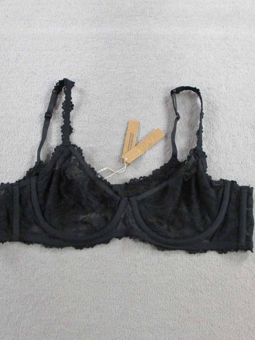 SKIMS Black Sheer Lace Underwire Bra